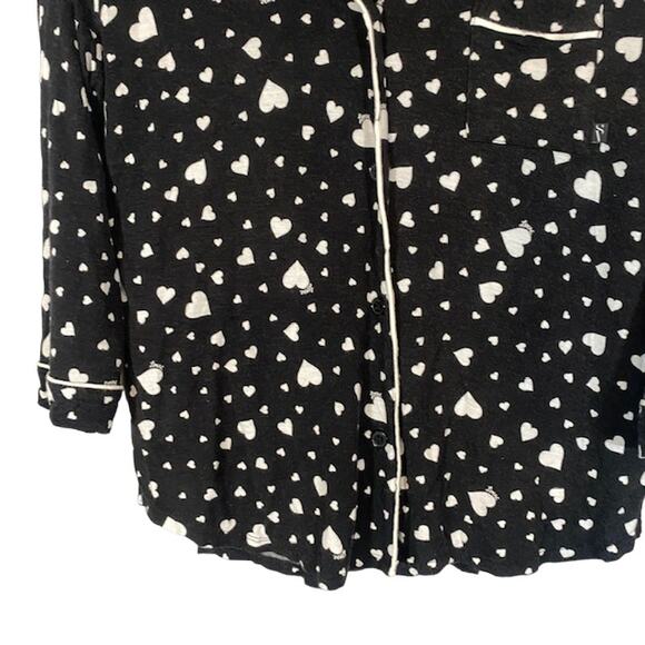 Simply Vera Vera Wang Black Hearts Button Up Sleep Shirt Women Sz M - Picture 4 of 9
